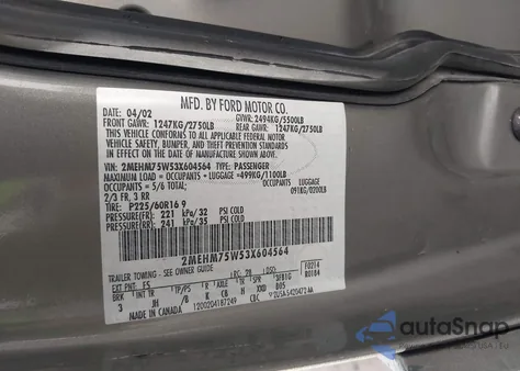 2003 Mercury Grand Marquis Ls из США, поврежденный, VIN 2MEHM75W53X604564